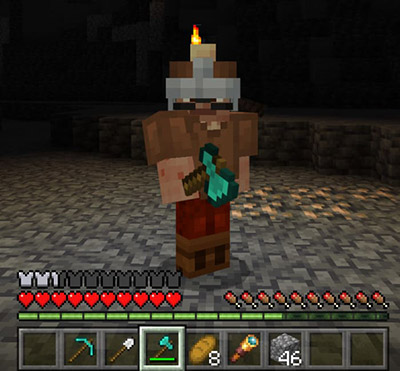 Мод Настоящий шахтерский шлем для Minecraft PE