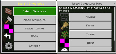 Мод "Мгновенные структуры" для Minecraft PE