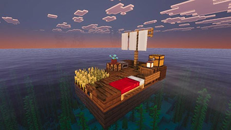 Карта "Хардкорное выживание на плоту" для Minecraft PE