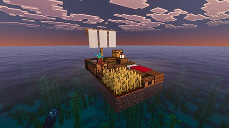 Карта "Хардкорное выживание на плоту" для Minecraft PE